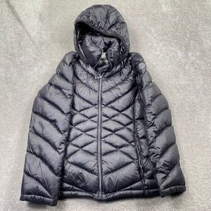 Calvin Klein Puffer Jacket Womens Small Black Packable Lightweight Down Hooded
